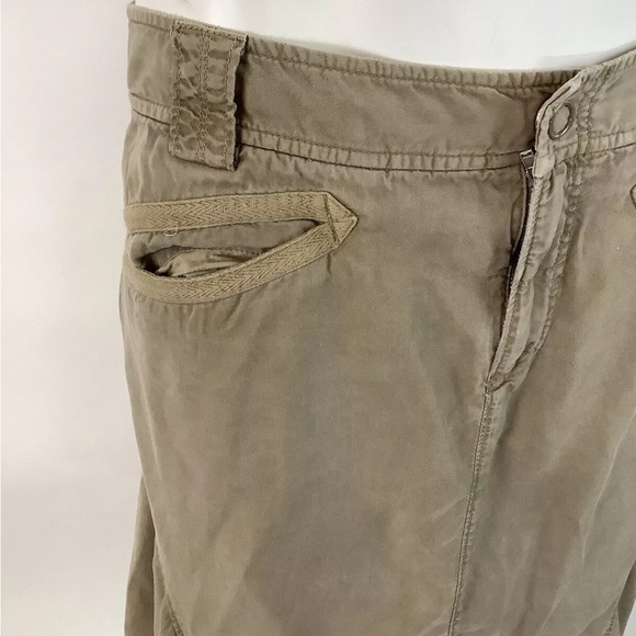 AX Armani Exchange Sz 10 Chambray Cargo Flare Skirt Brown Tencel Pleat Hem - Picture 2 of 5